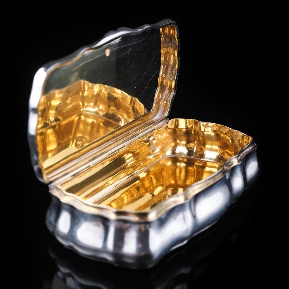 Antique Imperial Russian Silver Table Snuff Box with Vermeil - 19th Century.