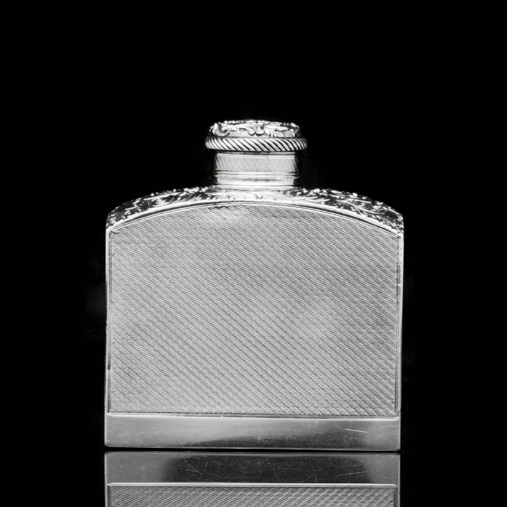 A Georgian Solid Silver Engraved & Engine Turned Hip Flask - Archibald Douglas 1835 View IV