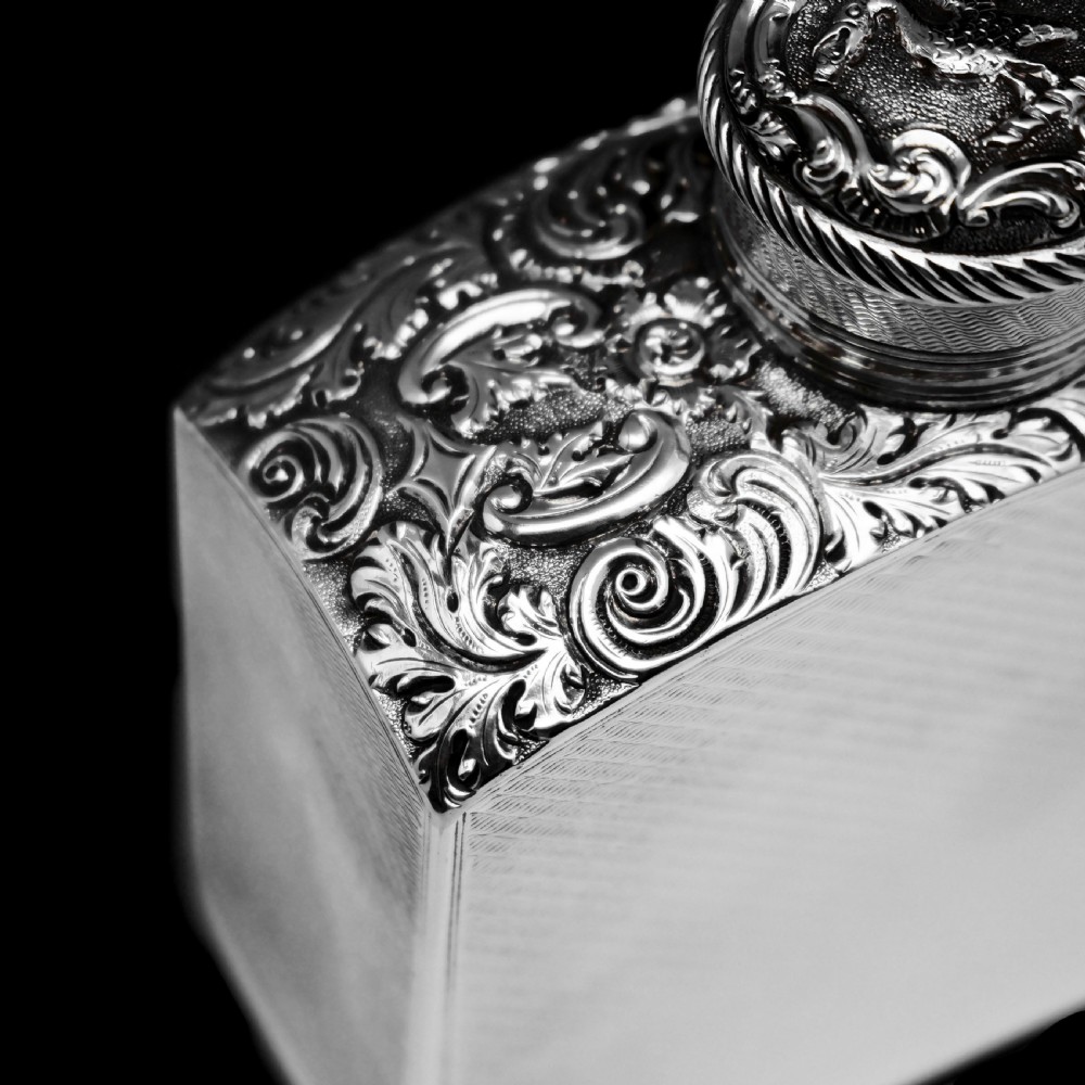 A Georgian Solid Silver Engraved & Engine Turned Hip Flask - Archibald Douglas 1835 View VIII