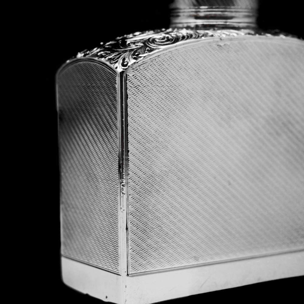 A Georgian Solid Silver Engraved & Engine Turned Hip Flask - Archibald Douglas 1835 View IX