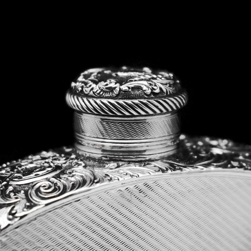 A Georgian Solid Silver Engraved & Engine Turned Hip Flask - Archibald Douglas 1835 View X