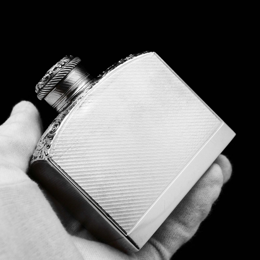 A Georgian Solid Silver Engraved & Engine Turned Hip Flask - Archibald Douglas 1835 View XVI