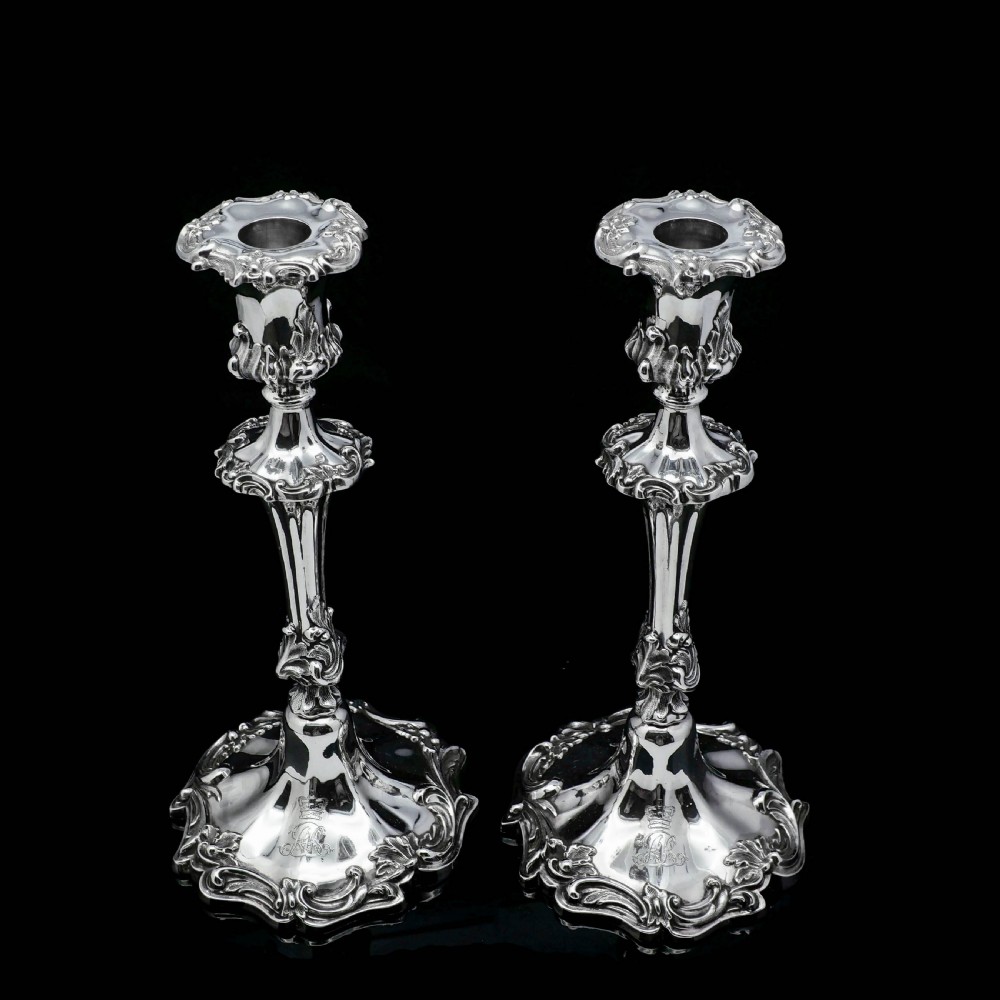 Antique Pair of Solid Silver Victorian Candlesticks - Henry Wilkinson & Co 1848