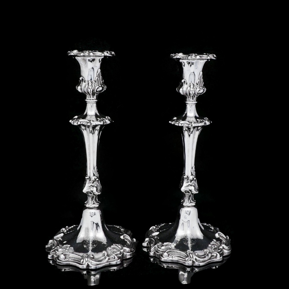 Antique Pair of Solid Silver Victorian Candlesticks - Henry Wilkinson & Co 1848 View II