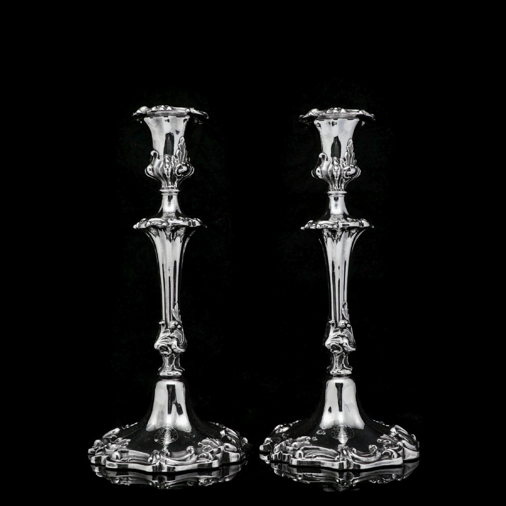 Antique Pair of Solid Silver Victorian Candlesticks - Henry Wilkinson & Co 1848 View III