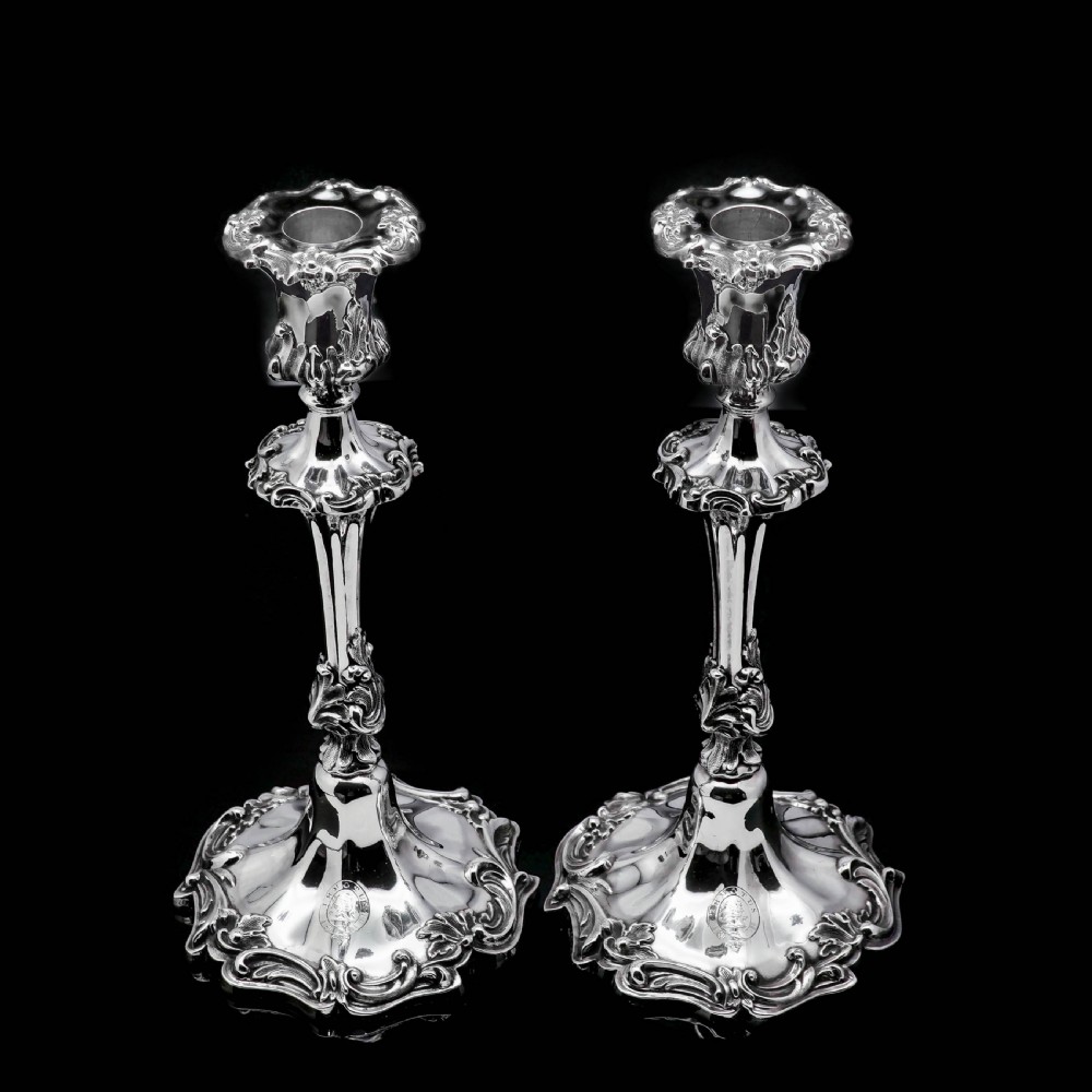 Antique Pair of Solid Silver Victorian Candlesticks - Henry Wilkinson & Co 1848 View IV