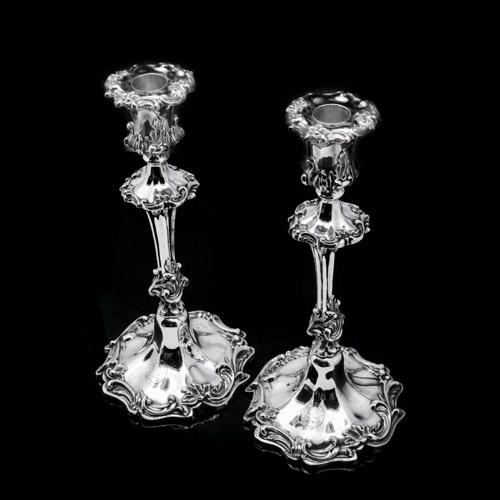 Antique Pair of Solid Silver Victorian Candlesticks - Henry Wilkinson & Co 1848 View V