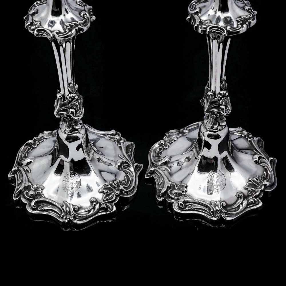 Antique Pair of Solid Silver Victorian Candlesticks - Henry Wilkinson & Co 1848 View VI