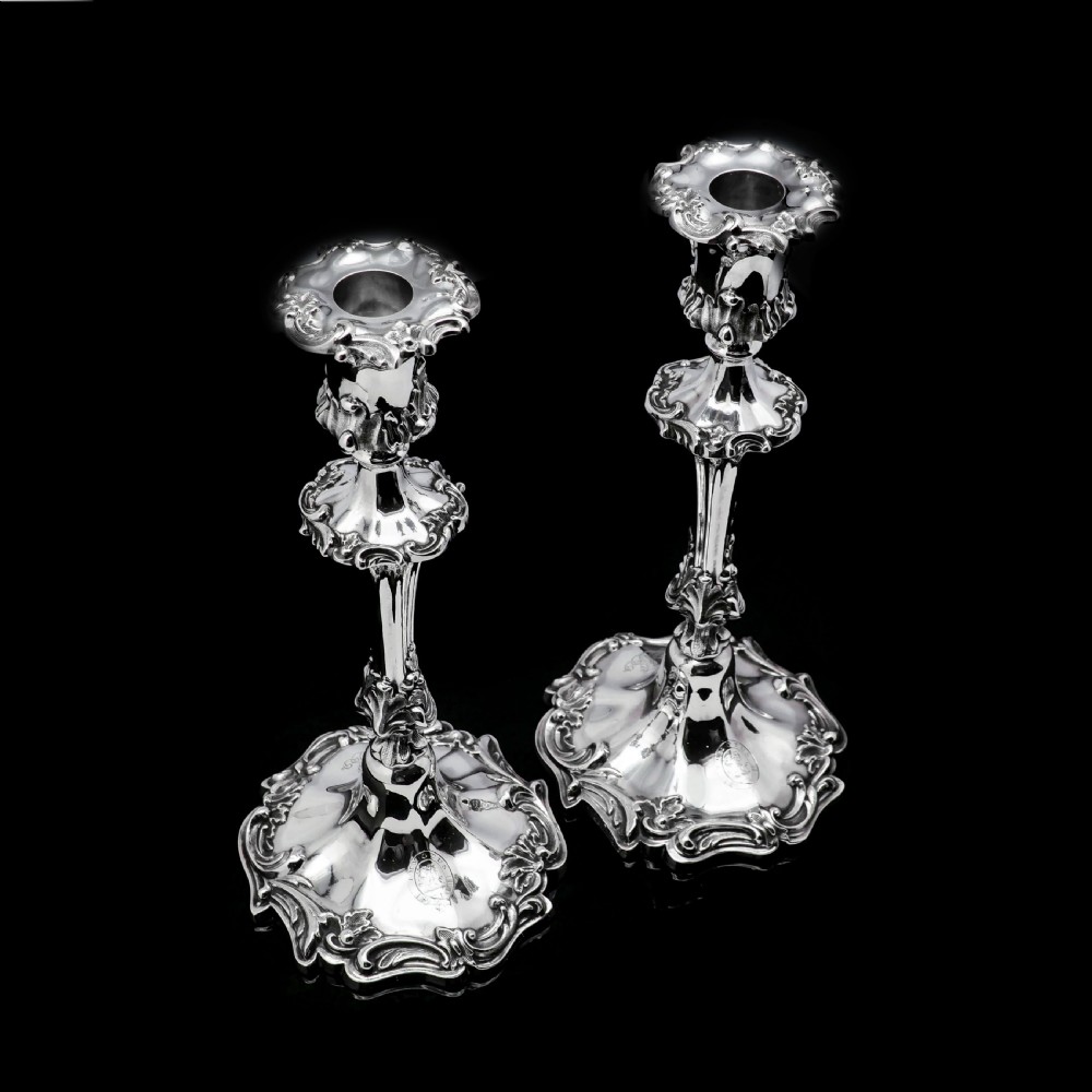 Antique Pair of Solid Silver Victorian Candlesticks - Henry Wilkinson & Co 1848 View VII
