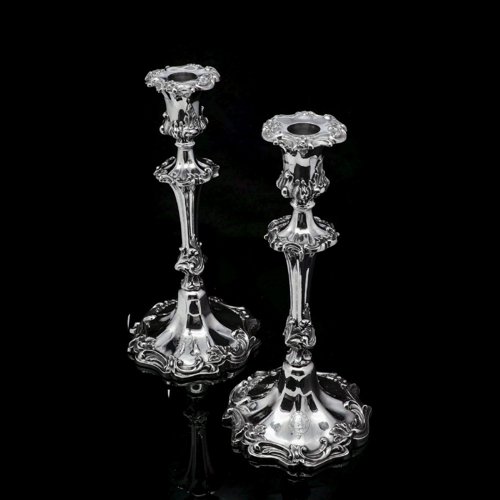 Antique Pair of Solid Silver Victorian Candlesticks - Henry Wilkinson & Co 1848 View X