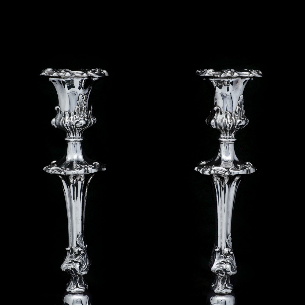 Antique Pair of Solid Silver Victorian Candlesticks - Henry Wilkinson & Co 1848 View XVIII
