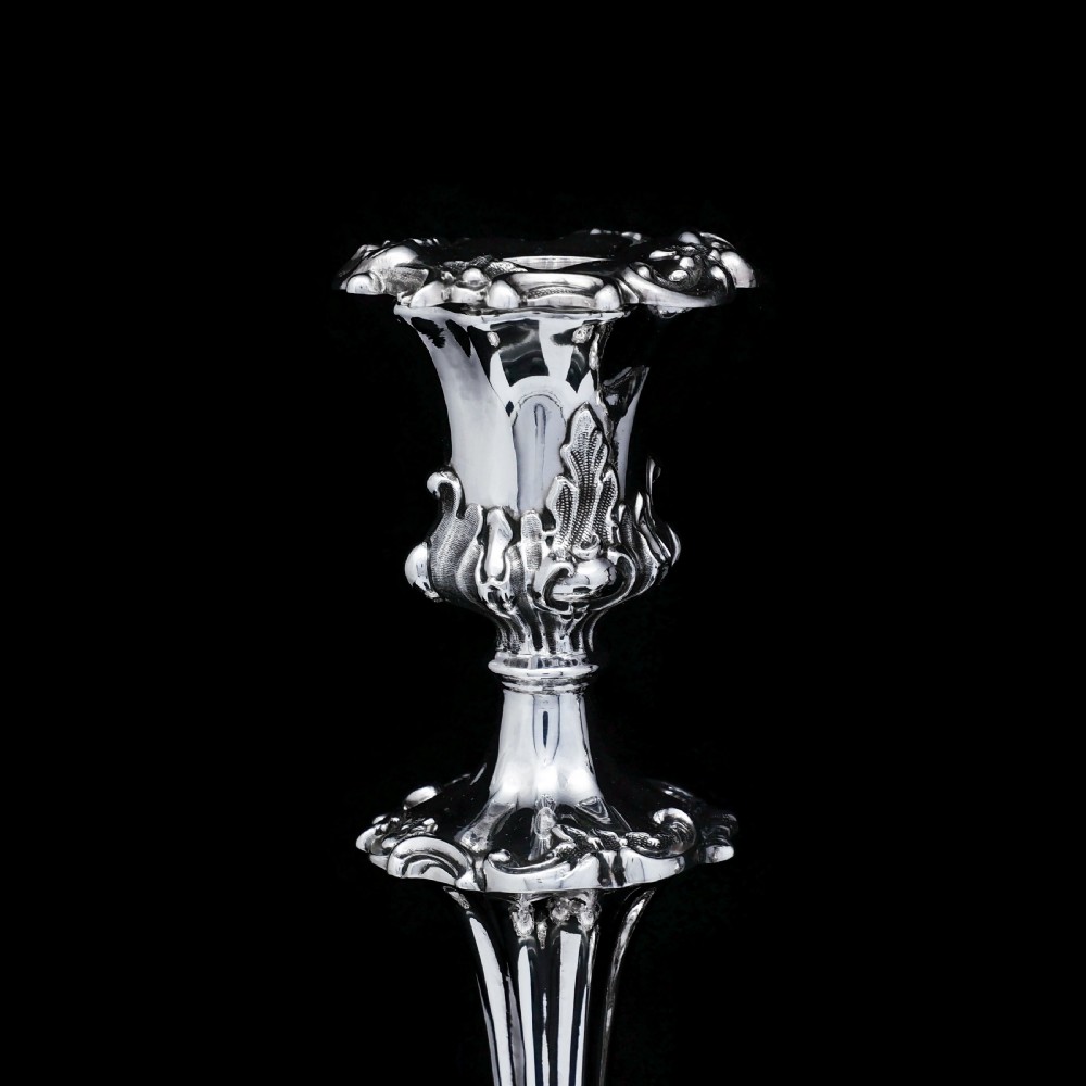 Antique Pair of Solid Silver Victorian Candlesticks - Henry Wilkinson & Co 1848 View XIX
