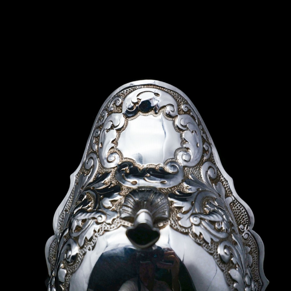 Antique Victorian Solid Silver Chased Sauce Boat - Horace Woodward & Co Ltd 1897 View XII
