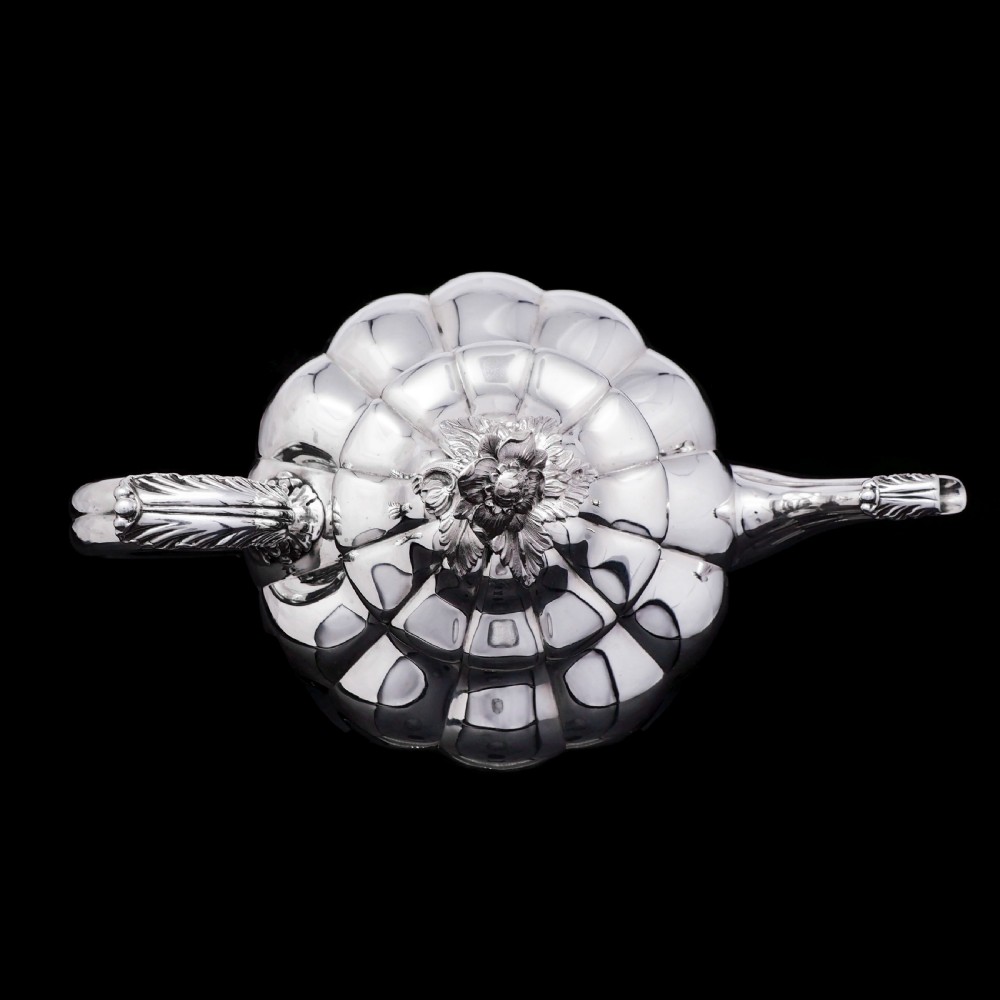 Antique Georgian Solid Silver Teapot 'Melon Shaped' - Robert Hennell 1836 View XVIII