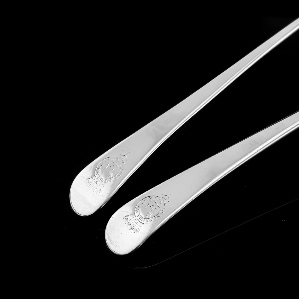 Antique Solid Silver Pair of Georgian Large Ladles, Sutherland Crest 1784/5 View VI