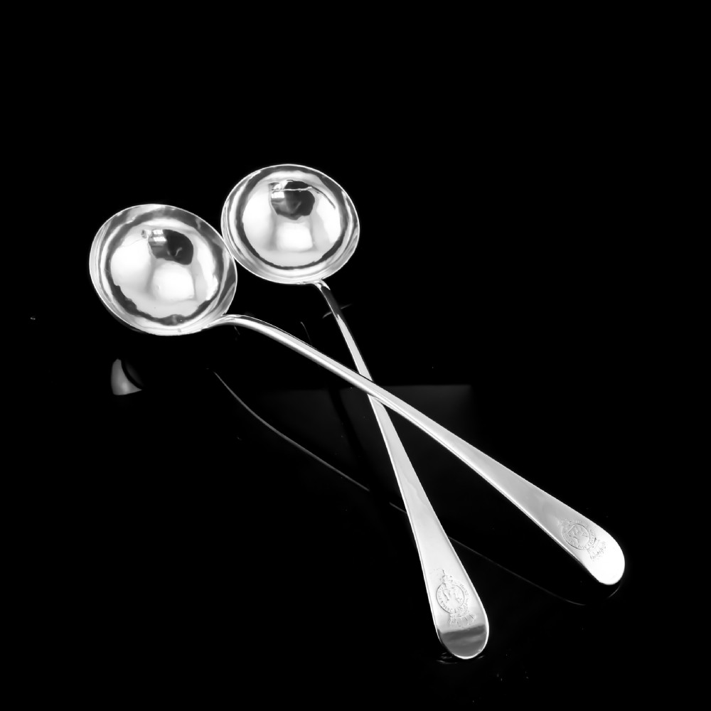 Antique Solid Silver Pair of Georgian Large Ladles, Sutherland Crest 1784/5 View VIII