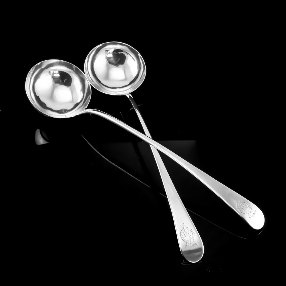 Antique Solid Silver Pair of Georgian Large Ladles, Sutherland Crest 1784/5 View XVI