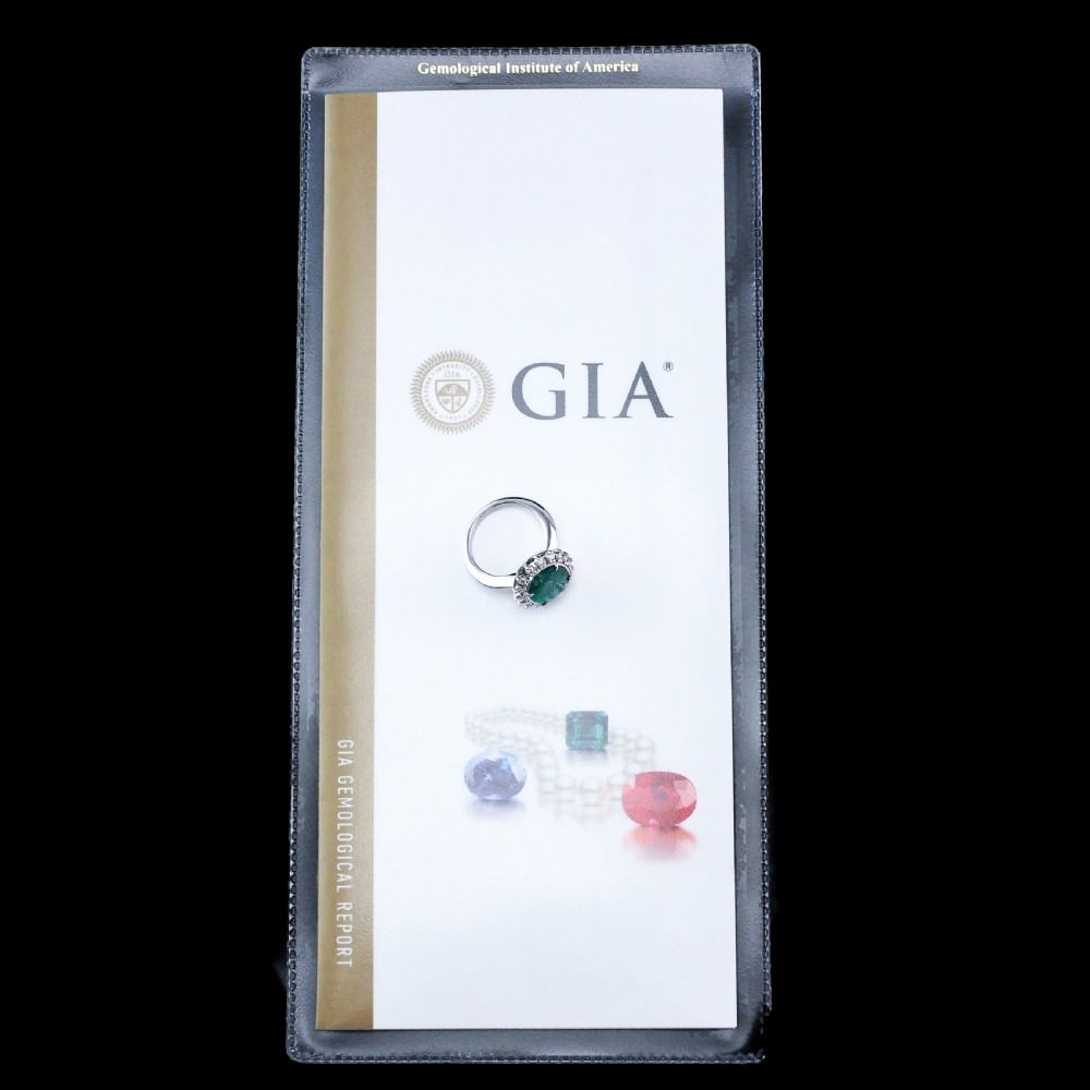 5CT Natural Emerald & Diamond 14K White Gold Cluster Ring GIA Certified View XVIII