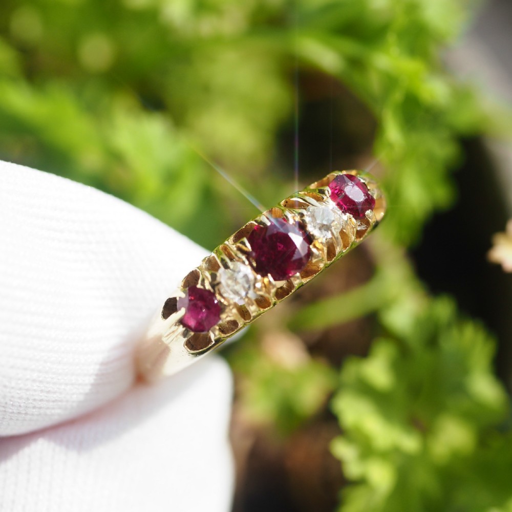 Antique 18K Gold Ruby & Diamond Ring c.1900