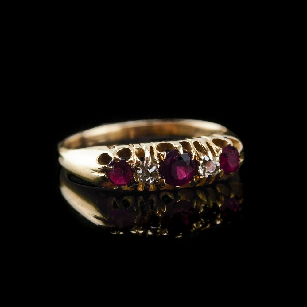 Antique 18K Gold Ruby & Diamond Ring c.1900 View III