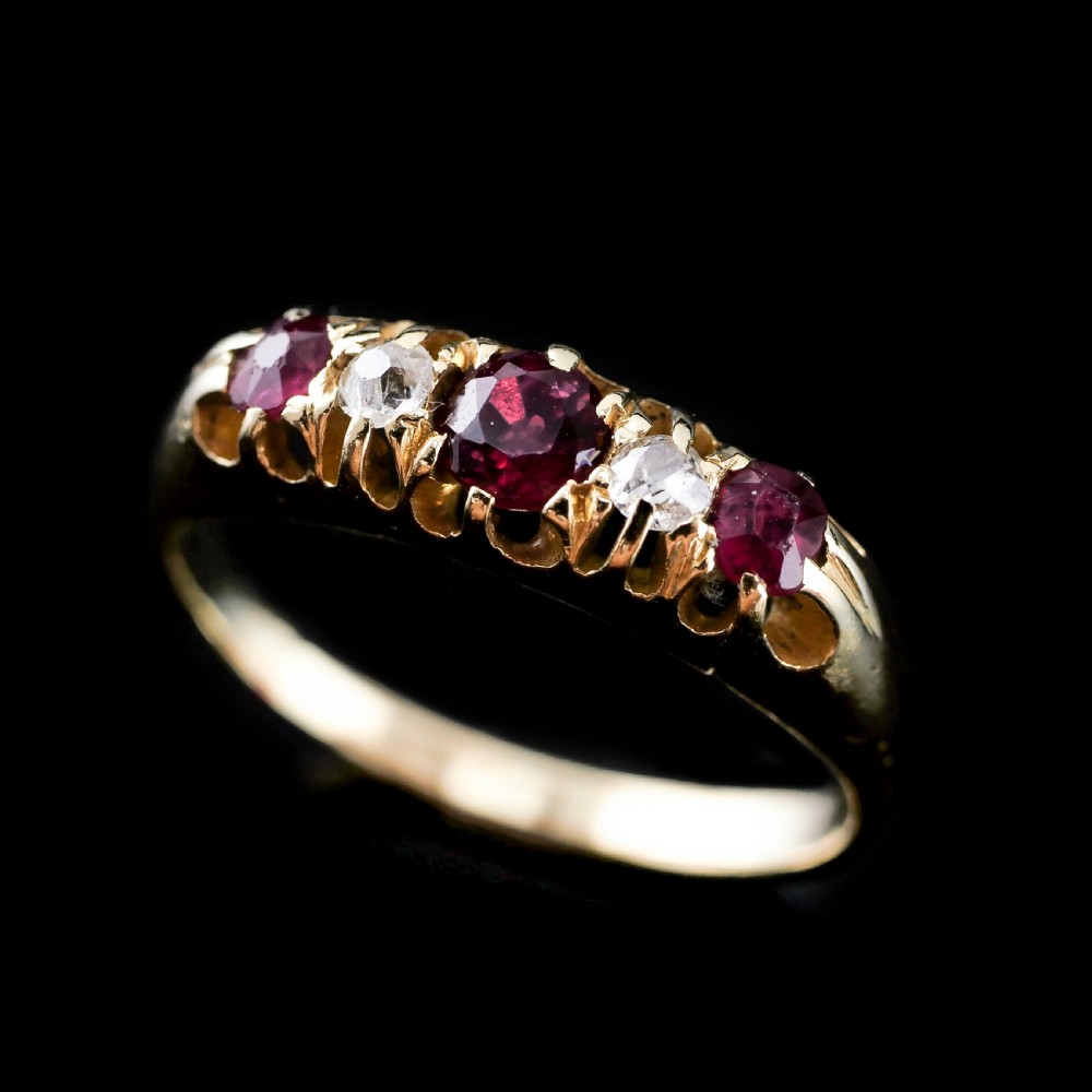 Antique 18K Gold Ruby & Diamond Ring c.1900 View IV