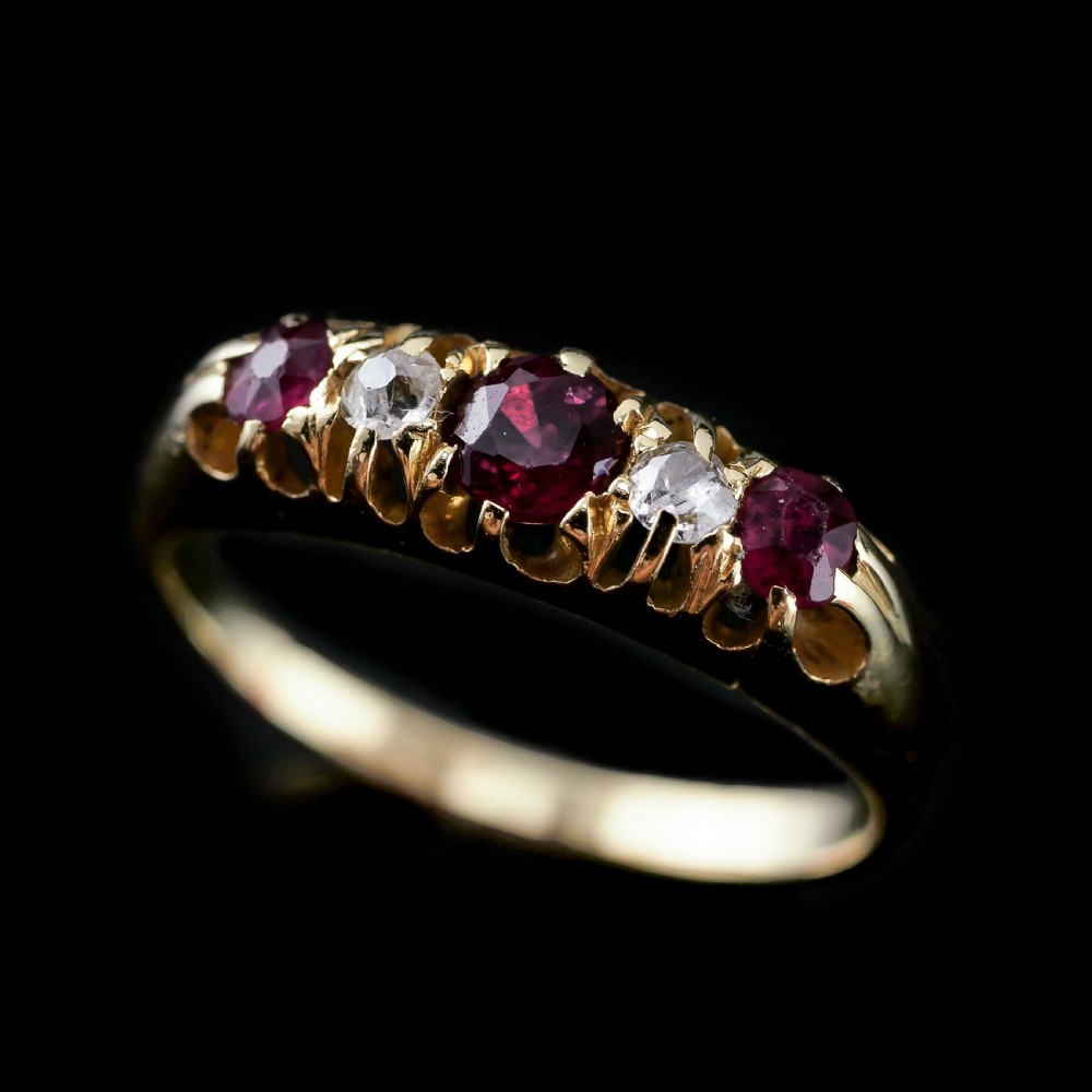 Antique 18K Gold Ruby & Diamond Ring c.1900 View VII