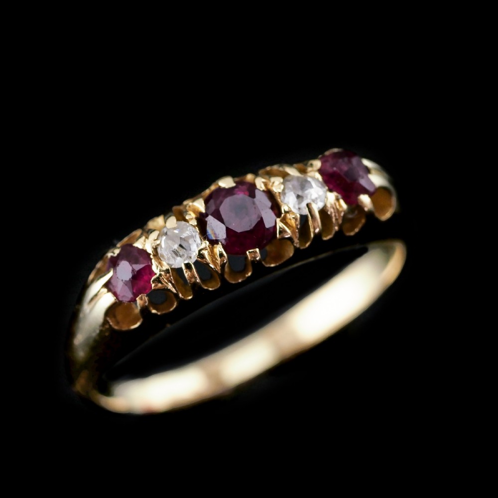 Antique 18K Gold Ruby & Diamond Ring c.1900 View VIII