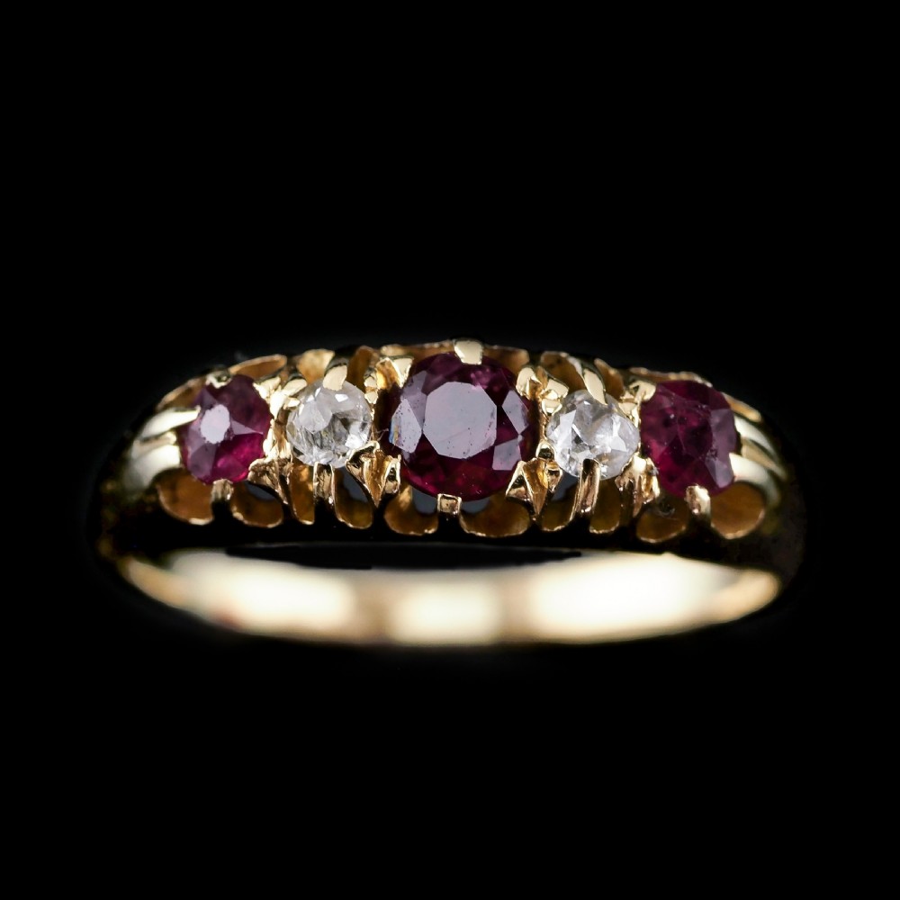 Antique 18K Gold Ruby & Diamond Ring c.1900 View X