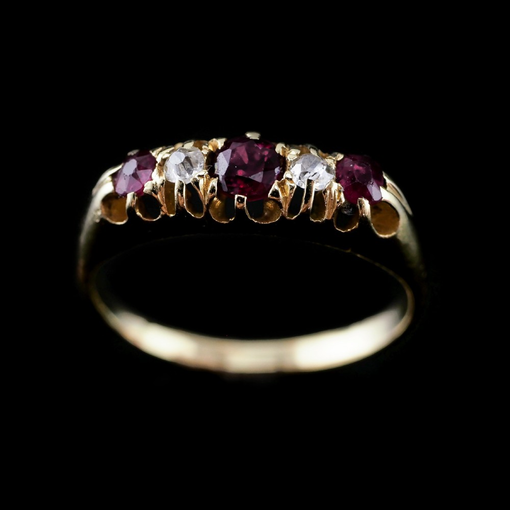 Antique 18K Gold Ruby & Diamond Ring c.1900 View XI