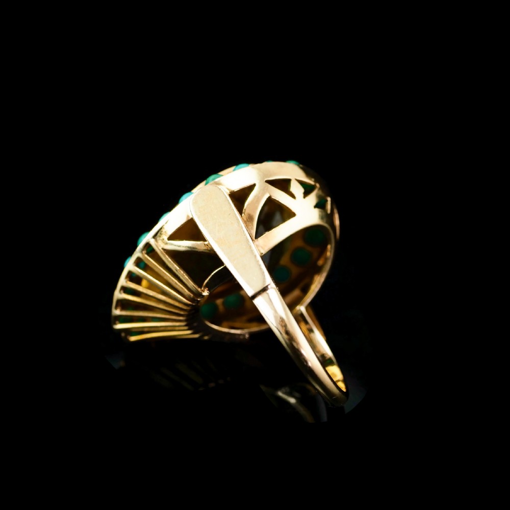 Huge Citrine (~17CT) and Turquoise 18K Gold Ring Pear Cut View VI