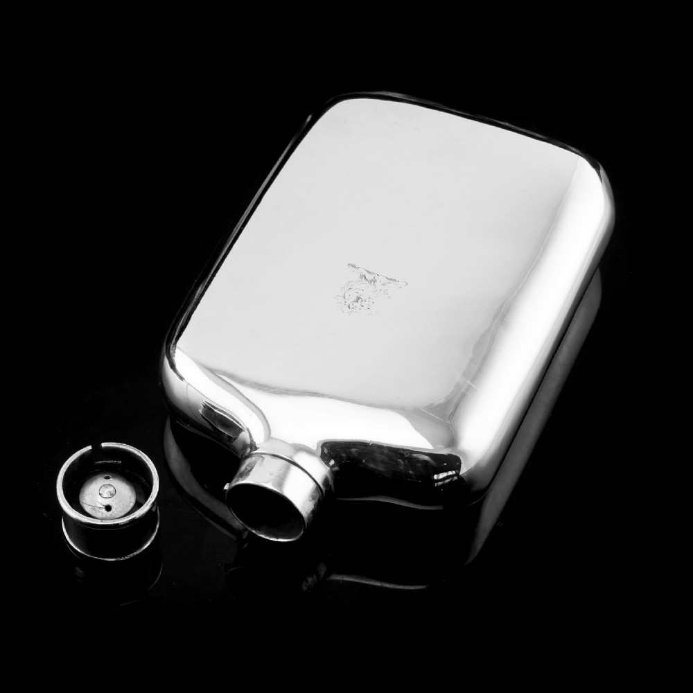Antique Victorian Solid Silver Hip Flask with Bayonet Cap - Edward Smith 1843 View IX