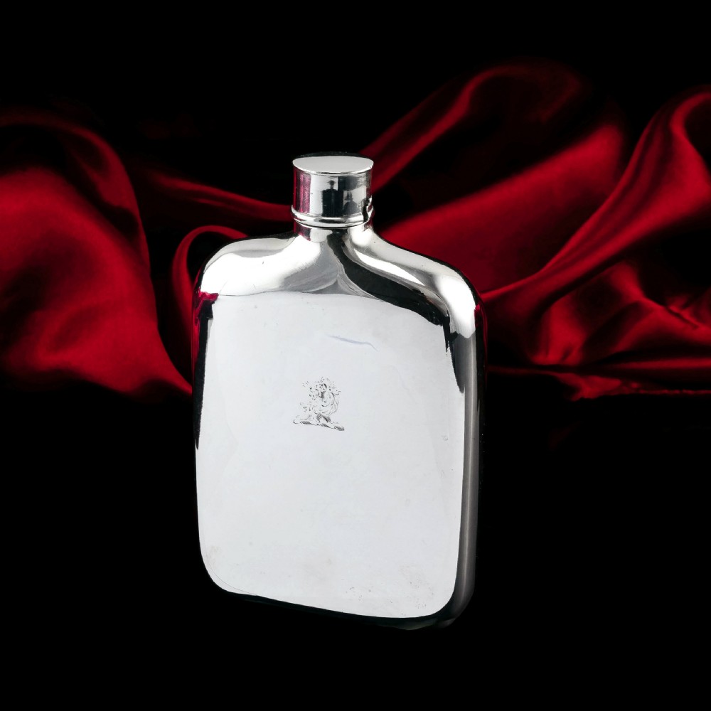 Antique Victorian Solid Silver Hip Flask with Bayonet Cap - Edward Smith 1843 View XI