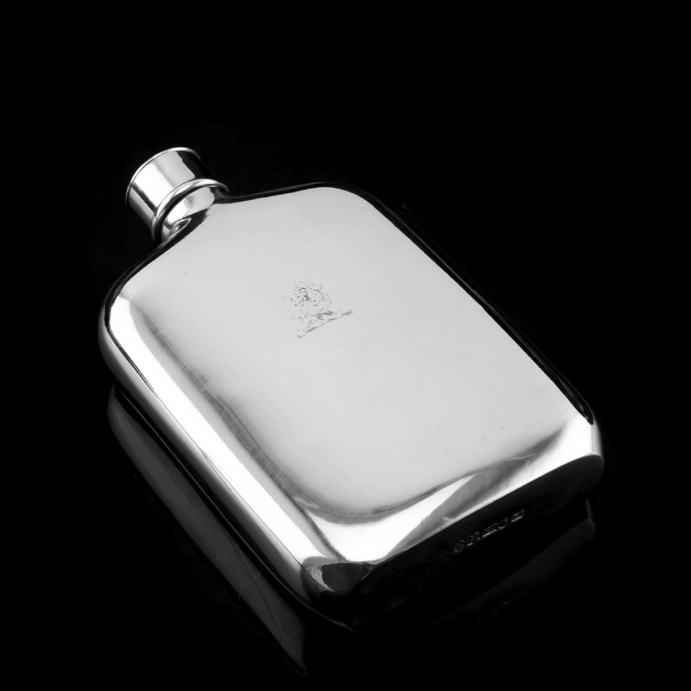 Antique Victorian Solid Silver Hip Flask with Bayonet Cap - Edward Smith 1843 View XIV