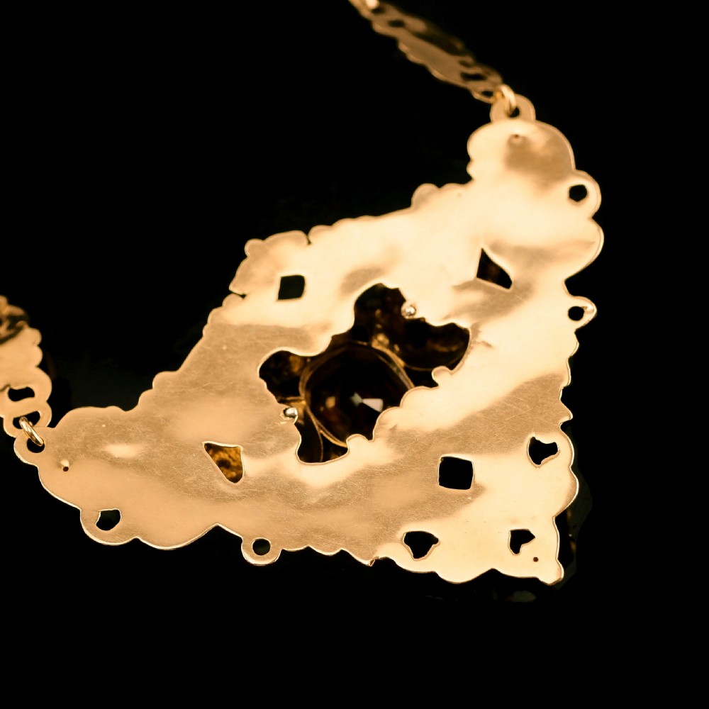 Antique Victorian 18K Gold Garnet Necklace in Baroque Revival Style - c.1840 View XVIII
