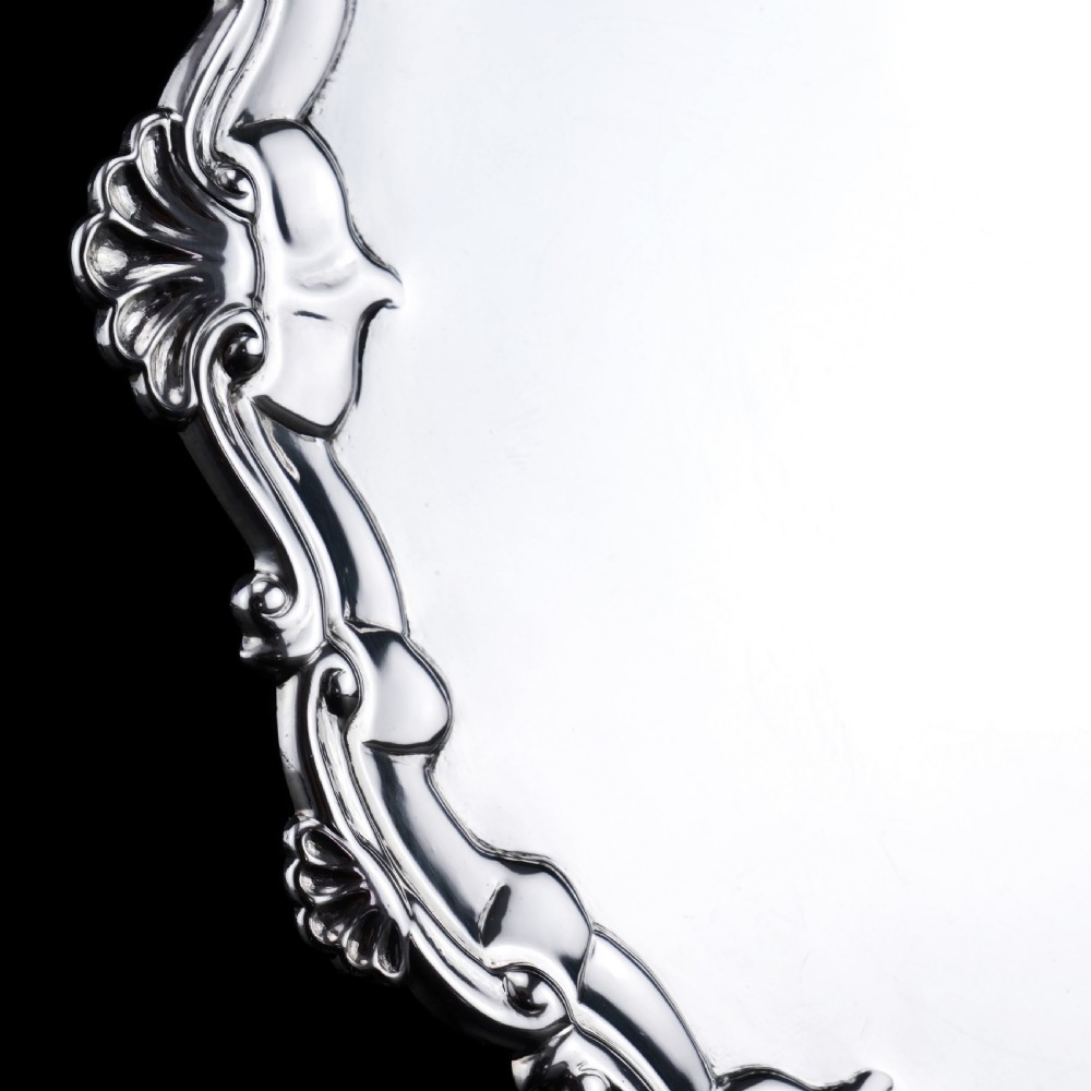 Antique Georgian Solid Silver Salver with Rococo Border - Thomas Hannam & Richard Mills 1763 View XI