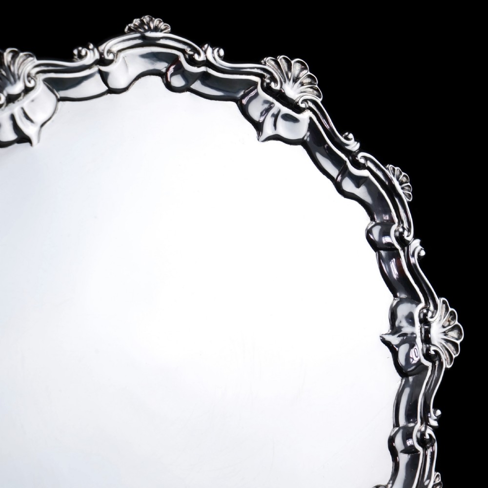 Antique Georgian Solid Silver Salver with Rococo Border - Thomas Hannam & Richard Mills 1763 View XII