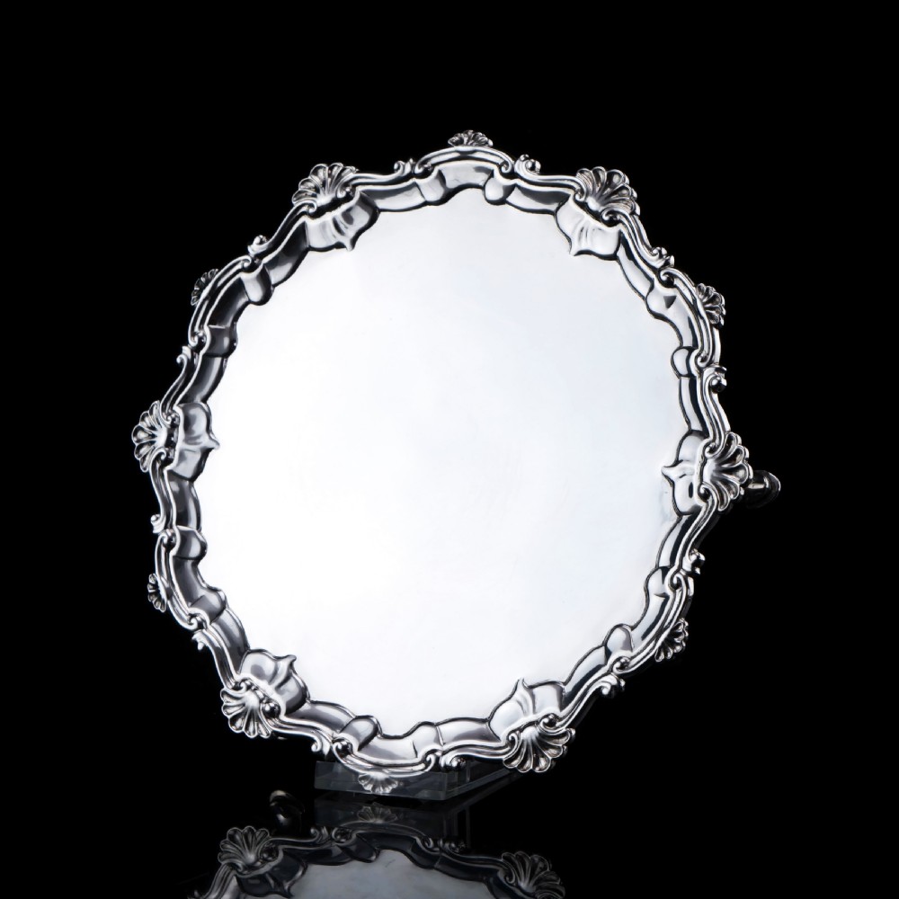 Antique Georgian Solid Silver Salver with Rococo Border - Thomas Hannam & Richard Mills 1763 View XIII