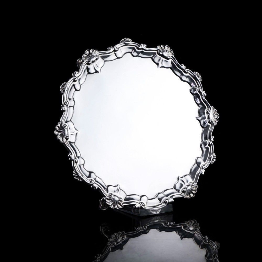 Antique Georgian Solid Silver Salver with Rococo Border - Thomas Hannam & Richard Mills 1763 View XIV