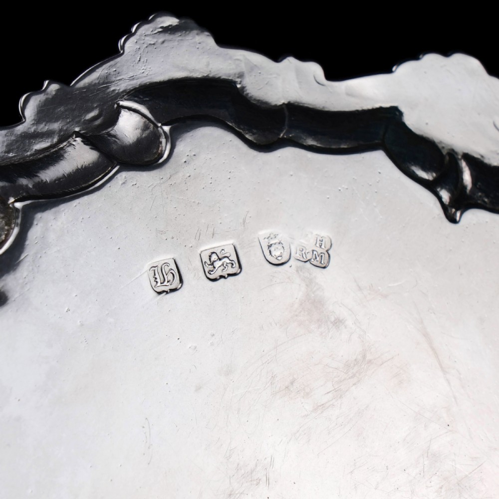 Antique Georgian Solid Silver Salver with Rococo Border - Thomas Hannam & Richard Mills 1763 View XXIV