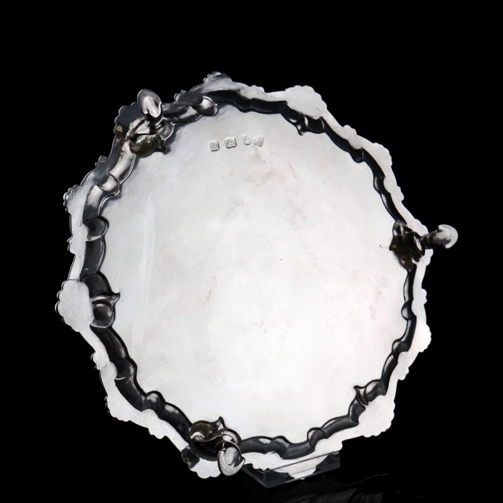 Antique Georgian Solid Silver Salver with Rococo Border - Thomas Hannam & Richard Mills 1763 View XXV