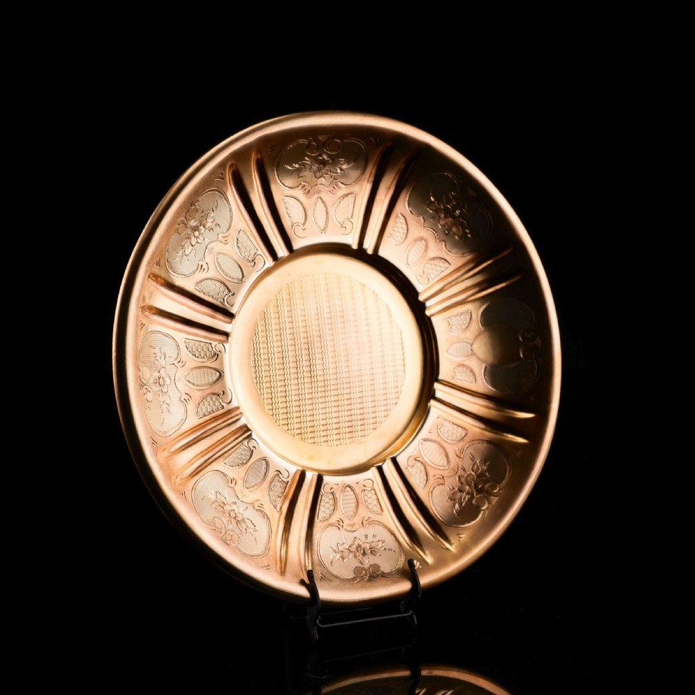 Antique Solid Silver Gilt Cup & Saucer with Fine Engravings - c.1880 View X