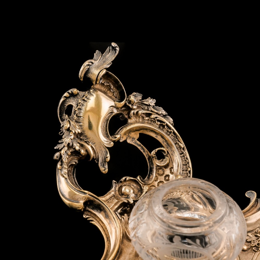 A Magnificent French Solid Silver Gilt Rococo Style Inkwell / Stand - Emile Puiforcat View XII