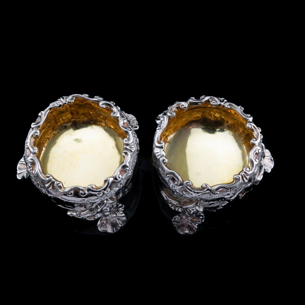Antique Solid Silver Victorian Salt Cellars in Teniers Style - Daniel & Charles Houle 1878 View XII