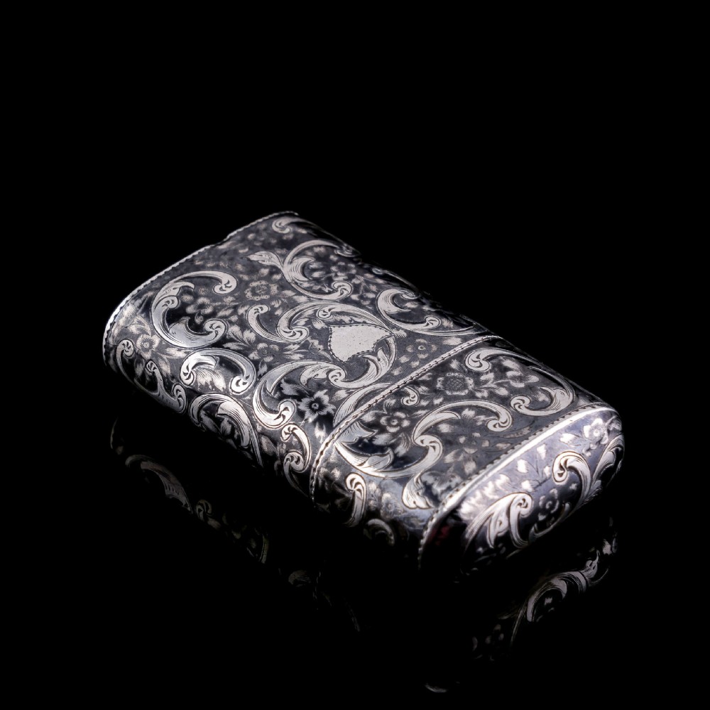 Antique Imperial Russian Solid Silver Niello Vesta Case with Fine Engravings - 19th Century View XII