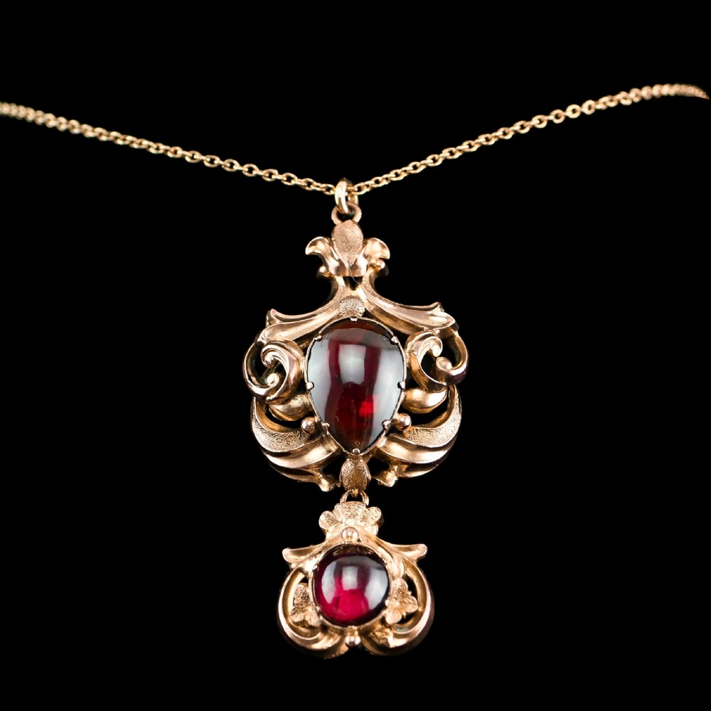 Antique Victorian 18ct Gold Garnet Cabochon Necklace - c.1840 View VI