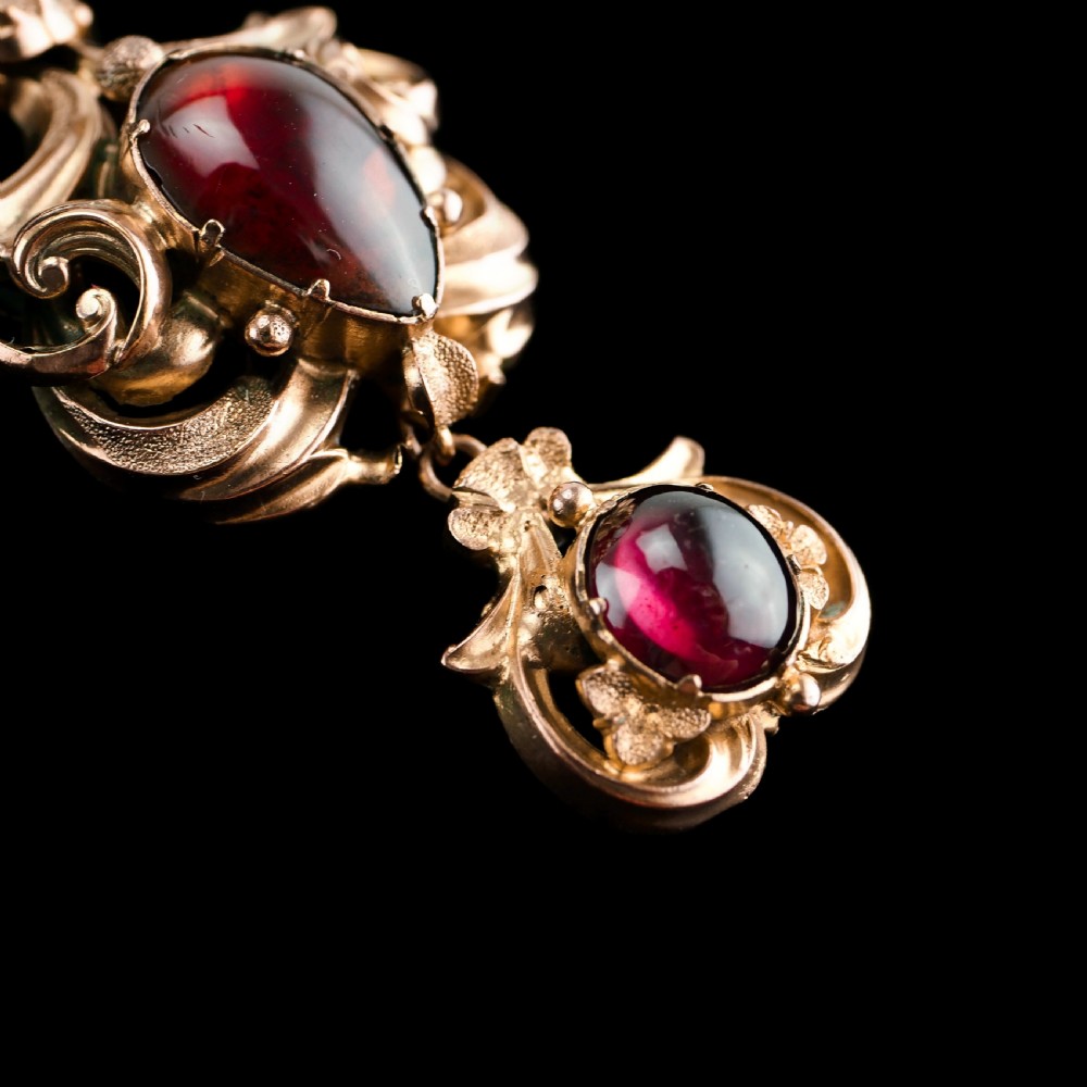 Antique Victorian 18ct Gold Garnet Cabochon Necklace - c.1840 View XI