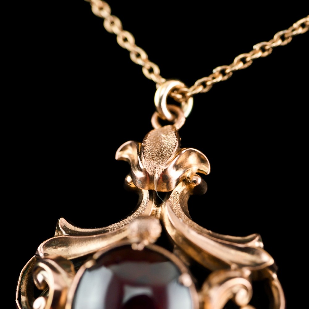 Antique Victorian 18ct Gold Garnet Cabochon Necklace - c.1840 View XIV