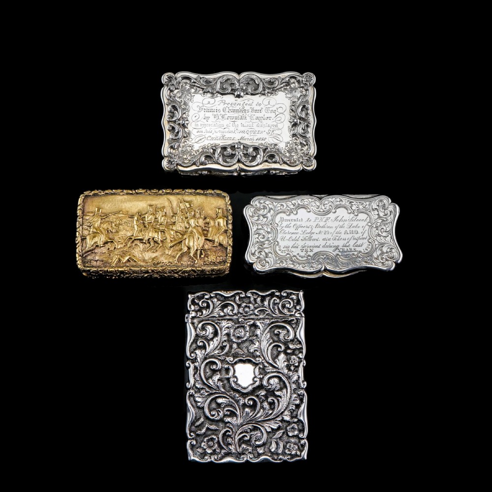 Antique Victorian Solid Silver Snuff Box with Fine Engravings Cartouche Design - Edward Smith 1850 View XVII