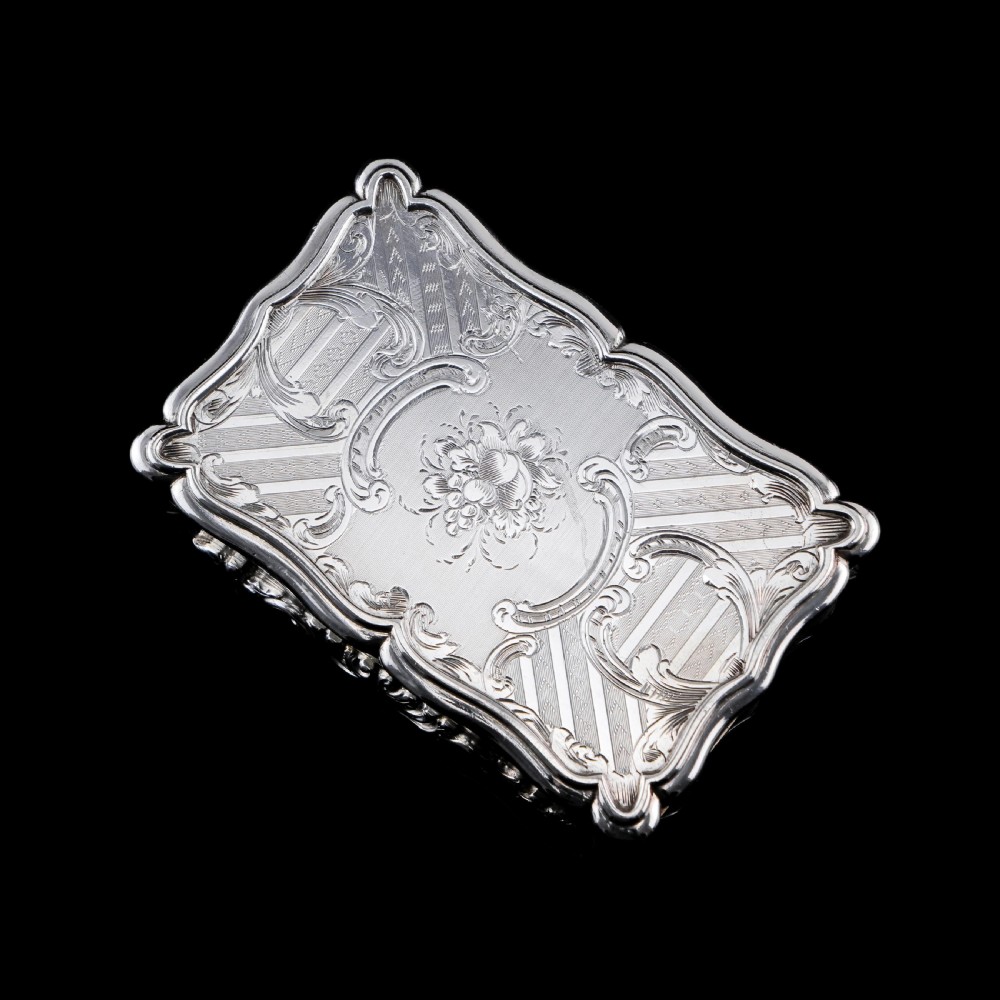 A Large Victorian Solid Silver Snuff Box with Cast Border - Edward Smith 1847 View V