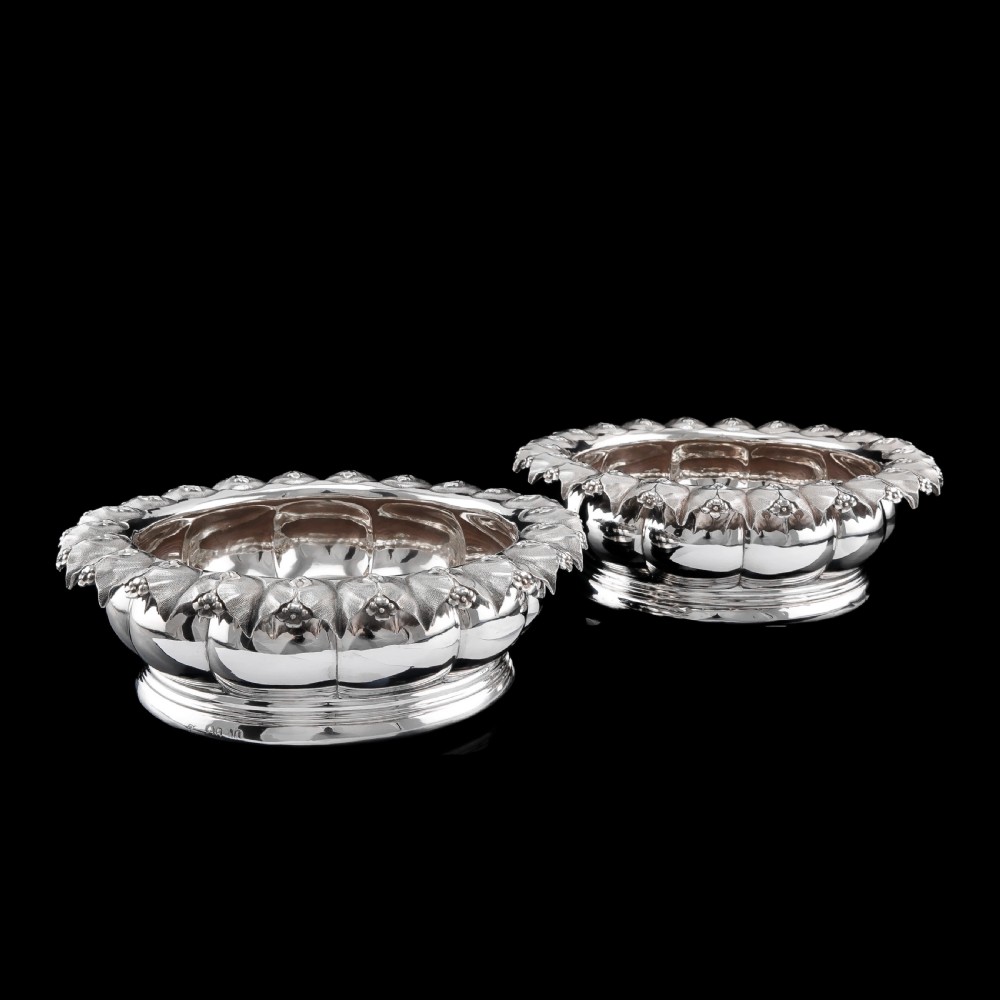 Antique Georgian Solid Silver Wine Coasters/Bottle Holders - Barnards 1829 View IX
